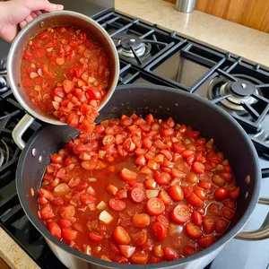 Рецепт Томатный бульон с морепродуктами и базиликом - Добавление томатов и специй