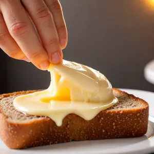 Рецепт Тост с копчёной говядиной и хреном - Намазывание хлеба маслом