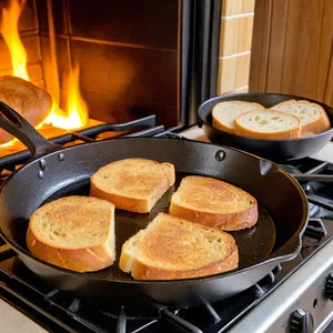 Рецепт Тост с копчёной курицей и соусом песто - Обжарка хлеба