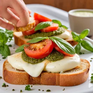 Рецепт Тост с копчёной курицей и соусом песто - Сборка тостов