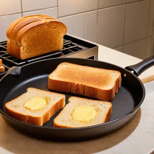 Рецепт Тост с копчёной скумбрией и яблочным пюре - Обжарка тостов