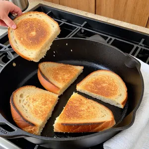 Рецепт Тост с козьим сыром и инжиром - Обжарка хлеба