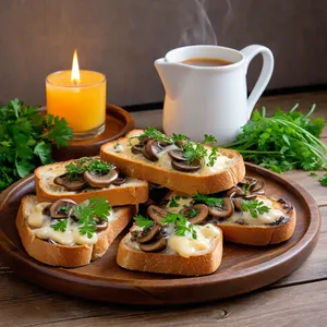Рецепт Тосты с грибами и плавленым сыром - Подача