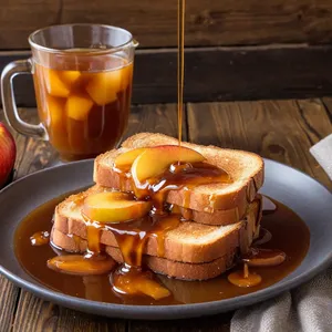 Рецепт Тосты с яблоком и карамельным соусом - Сборка блюда