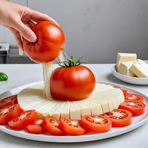 Рецепт Тосты с курицей и соусом песто - Подготовка помидора и сыра