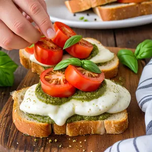 Рецепт Тосты с курицей и соусом песто - Сборка тостов