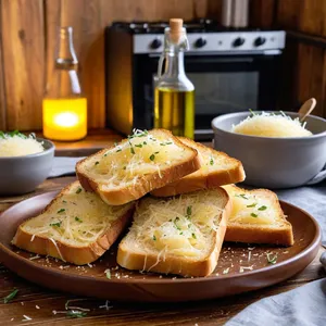 Рецепт Тосты с печеным чесноком и пармезаном - Подача с пармезаном