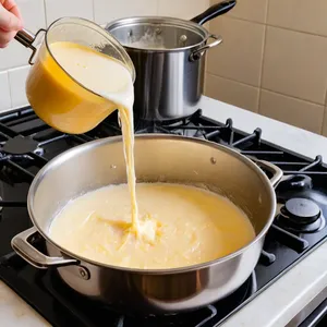 Рецепт Тосты с ветчиной и сырным соусом - Приготовление сырного соуса