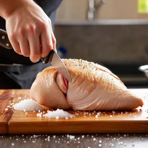 Рецепт Цезарь с гранатом и жареной курицей - Подготовка куриного филе