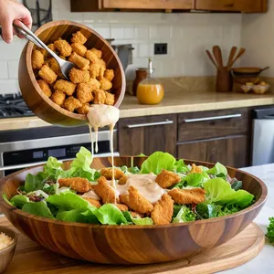 Рецепт Цезарь с курицей и пармезаном - Сборка салата