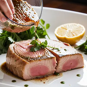 Рецепт Тунец в фольге с имбирём и кинзой - Маринование тунца