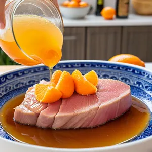 Рецепт Тунец в фольге с мандарином и медом - Маринование тунца