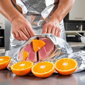 Рецепт Тунец в фольге с мандарином и медом - Заворачивание в фольгу
