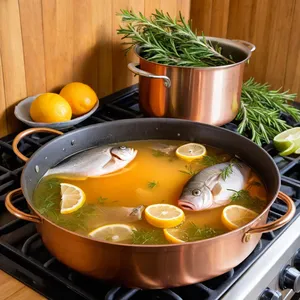 Рецепт Уха из дорадо с грейпфрутом и розмарином - Приготовление бульона
