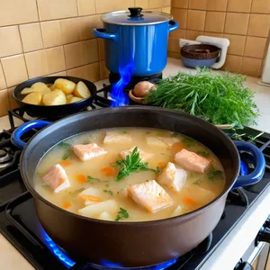 Рецепт Уха из кефали с ананасом и кинзой - Добавление рыбы и картофеля
