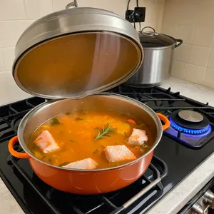 Рецепт Уха из кеты с апельсином и розмарином - Настаивание ухи