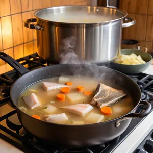 Рецепт Уха из хариуса с черемшой и перцем - Приготовление бульона