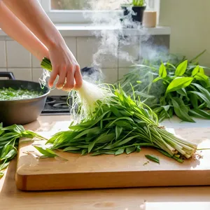 Рецепт Уха из хариуса с черемшой и перцем - Добавление черемши