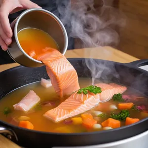 Рецепт Уха из лосося с морошкой и укропом - Добавление лосося