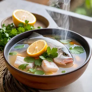 Рецепт Уха из сибаса с лаймом и кинзой - Финальное приготовление и подача