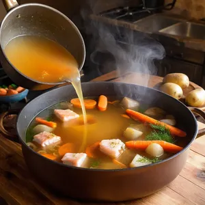 Рецепт Уха из сома с грушей и розовым перцем - Добавление овощей