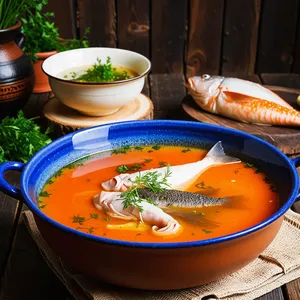Рецепт Уха из жереха с яблоком и сельдереем - Подача ухи