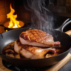 Рецепт Утиная грудка сувид с мандариновым соусом и розмарином - Обжарка утиной грудки