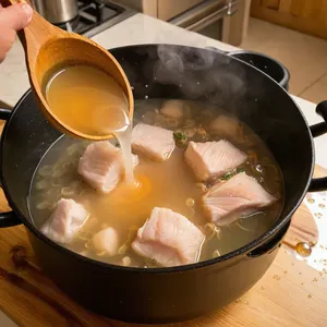 Рецепт Варёный морской черт с инжиром и тимьяном - Варка морского черта