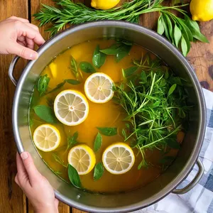 Рецепт Варёный морской язык с лимоном и эстрагоном - Добавление лимона и эстрагона