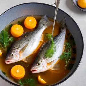 Рецепт Варёный морской окунь с фенхелем и апельсином - Варка рыбы
