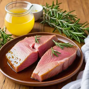 Рецепт Варёный тунец с грейпфрутом и розмарином - Маринование тунца