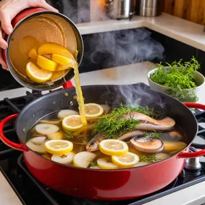 Рецепт Варёный угорь с яблоком и тимьяном - Добавление ароматов