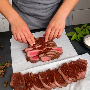 Рецепт Вяленая говядина с медом и лавровым листом - Подготовка к сушке