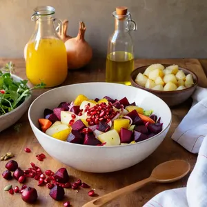 Рецепт Винегрет с гранатом и запеченной свеклой - Сборка винегрета