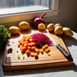 Рецепт Винегрет с хурмой и тыквенными семечками - Подготовка овощей