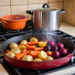 Рецепт Винегрет с хурмой и тыквенными семечками - Приготовление овощей