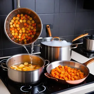 Рецепт Винегрет с маринованными грибами и зеленым горошком - Варка овощей