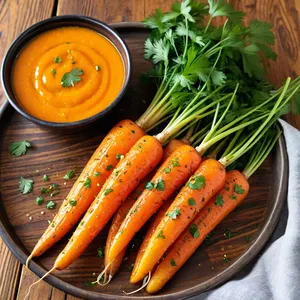 Рецепт Запечённая морковь с апельсиновым соусом и кинзой - Сборка блюда