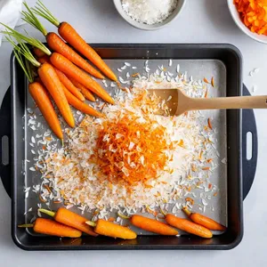 Рецепт Запечённая морковь с карри и кокосовой стружкой - Добавление кокосовой стружки