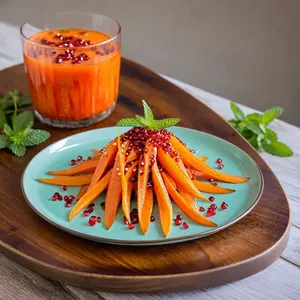 Рецепт Запечённая морковь с мятой и гранатовой глазурью - Подача блюда