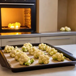 Рецепт Запечённая цветная капуста с пармезаном и чесноком - Выкладка на противень