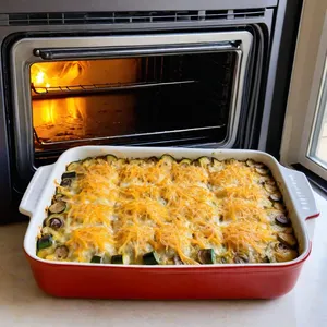 Рецепт Запечённые кабачки с грибами и чеддером - Запекание