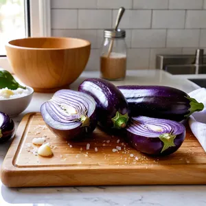Рецепт Жареные баклажаны с фисташковой крошкой и мятой - Подготовка баклажанов
