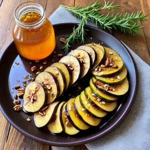 Рецепт Жареные баклажаны с кленовым сиропом и грецкими орехами - Подача блюда