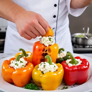 Рецепт Жареные перцы с брынзой и зеленью - Наполнение перцев