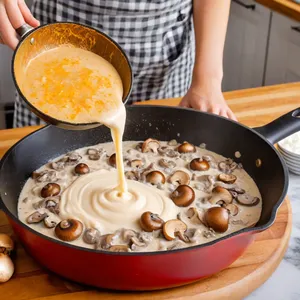 Рецепт Жюльен с грибами и голубым сыром в сливочном соусе - Приготовление сливочного соуса