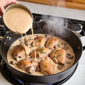 Рецепт Жюльен с грибами и копченой курицей под сырной корочкой - Добавление курицы