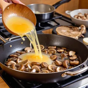 Рецепт Жюльен с грибами и копченым сыром - Обжарка лука и грибов