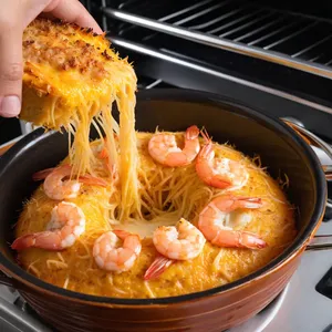 Рецепт Жюльен с креветками и сливочным соусом - Запекание
