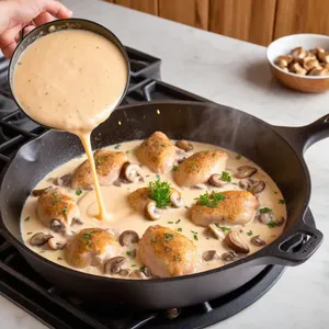 Рецепт Жюльен с курицей и шампиньонами под сырной корочкой - Соединение ингредиентов